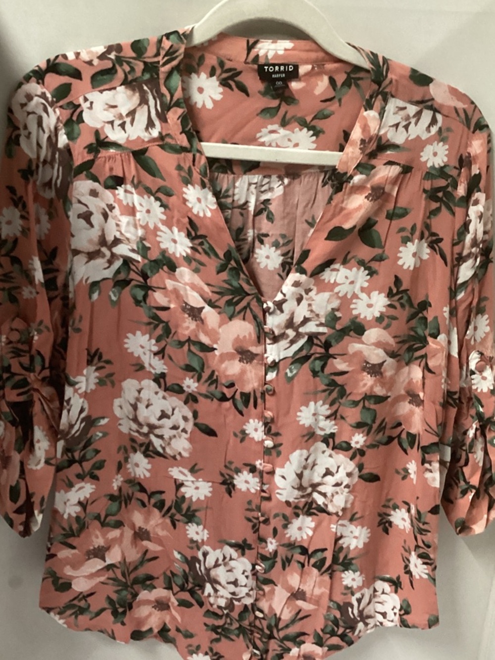 torrid Coral-Pink Floral Button Blouse